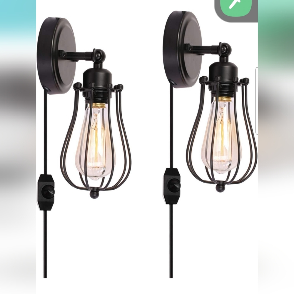 Set of 2 industrial wall sconces